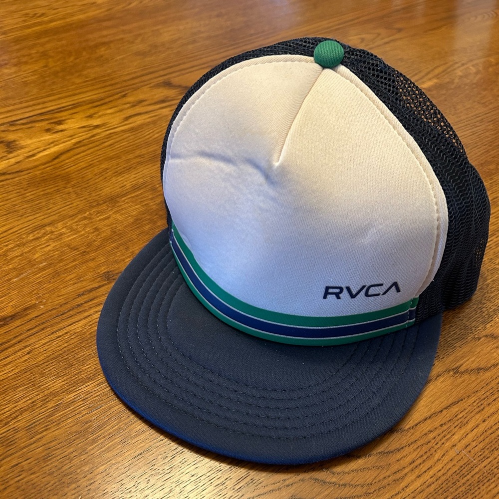 RVCA White and Blue Trucker Hat